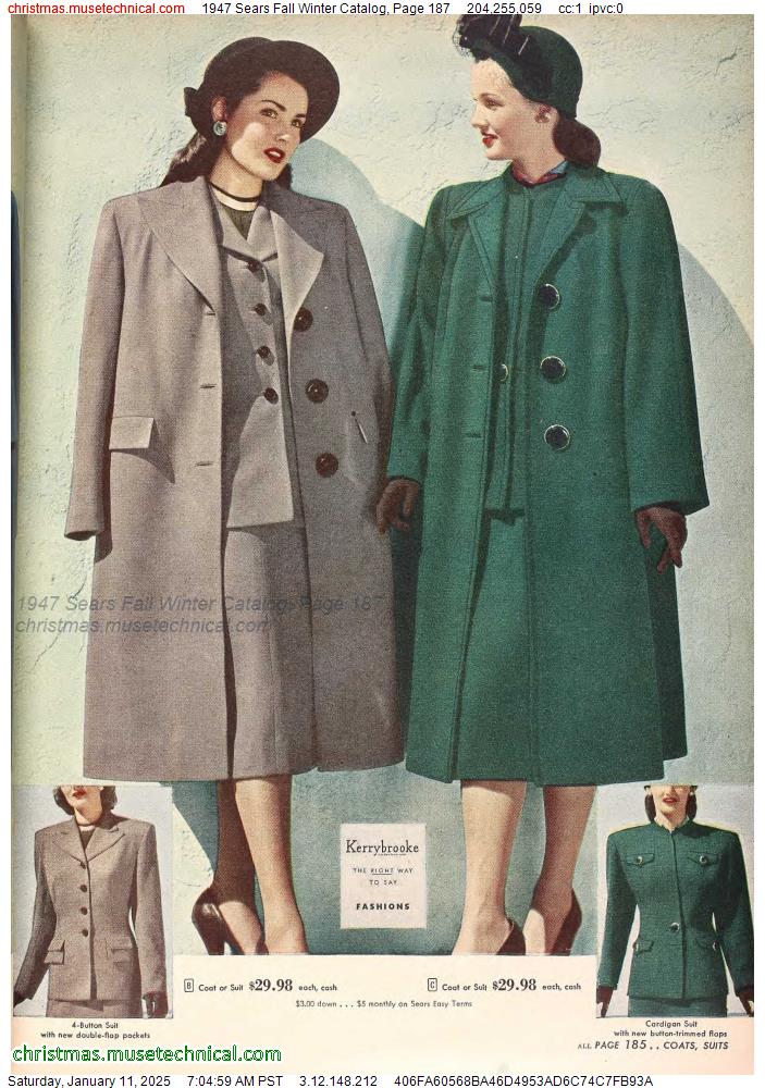 1947 Sears Fall Winter Catalog, Page 187