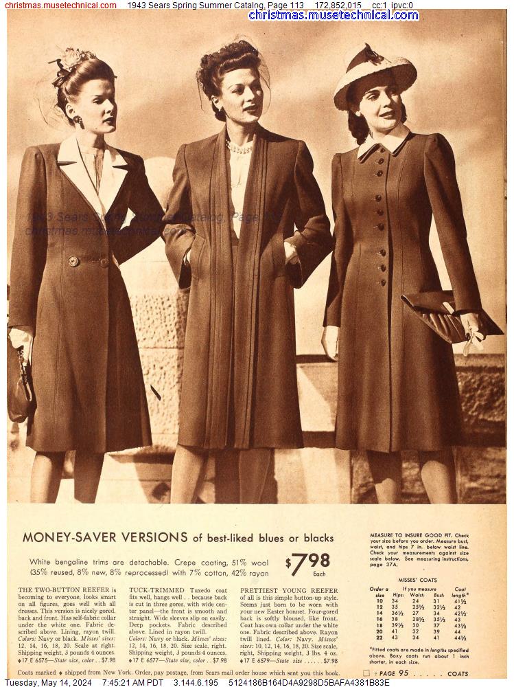 1943 Sears Spring Summer Catalog, Page 113