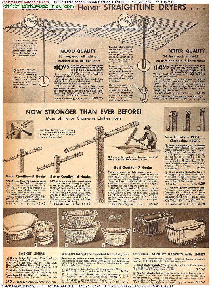 1955 Sears Spring Summer Catalog, Page 865