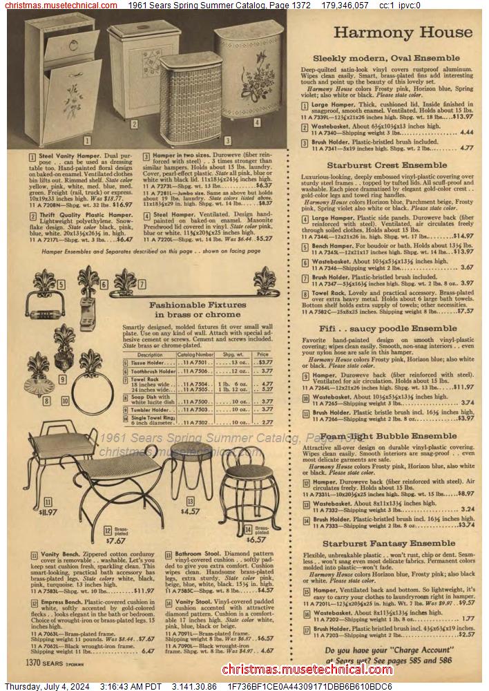 1961 Sears Spring Summer Catalog, Page 1372
