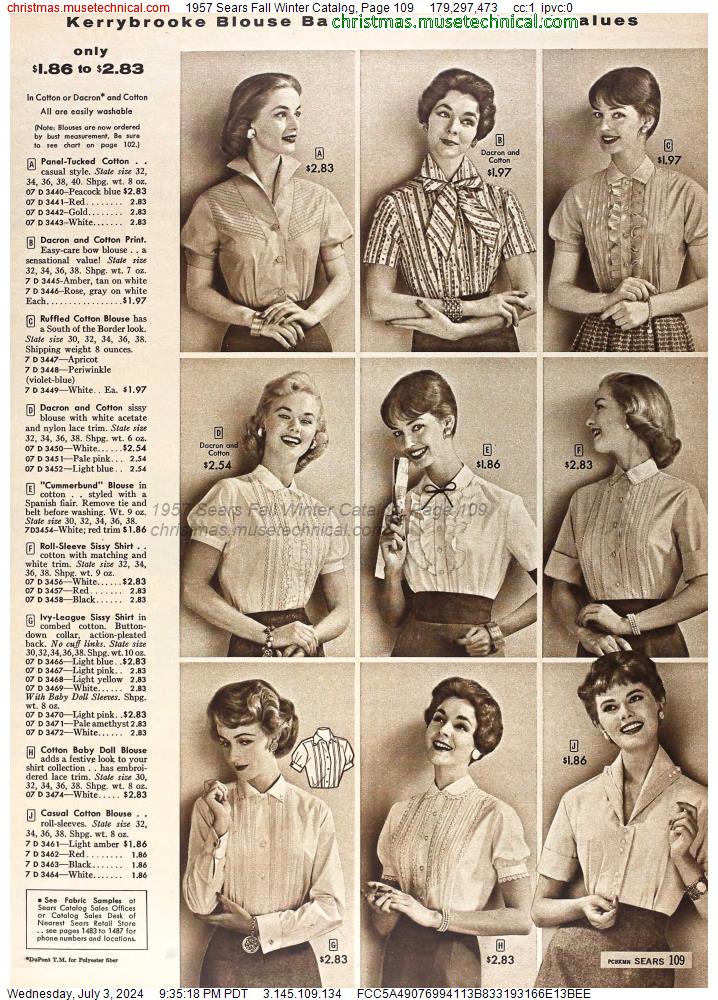 1957 Sears Fall Winter Catalog, Page 109