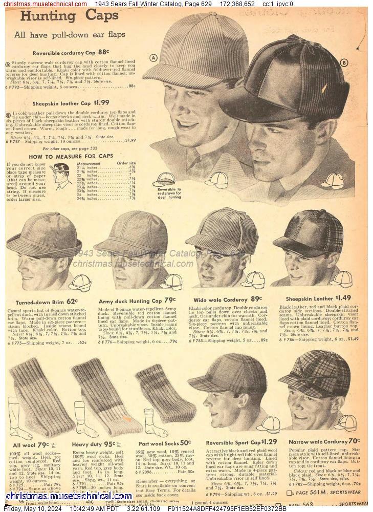 1943 Sears Fall Winter Catalog, Page 629