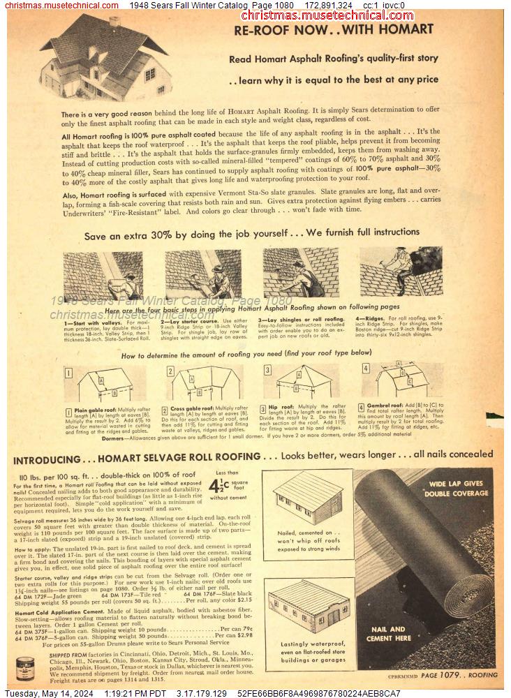 1948 Sears Fall Winter Catalog, Page 1080