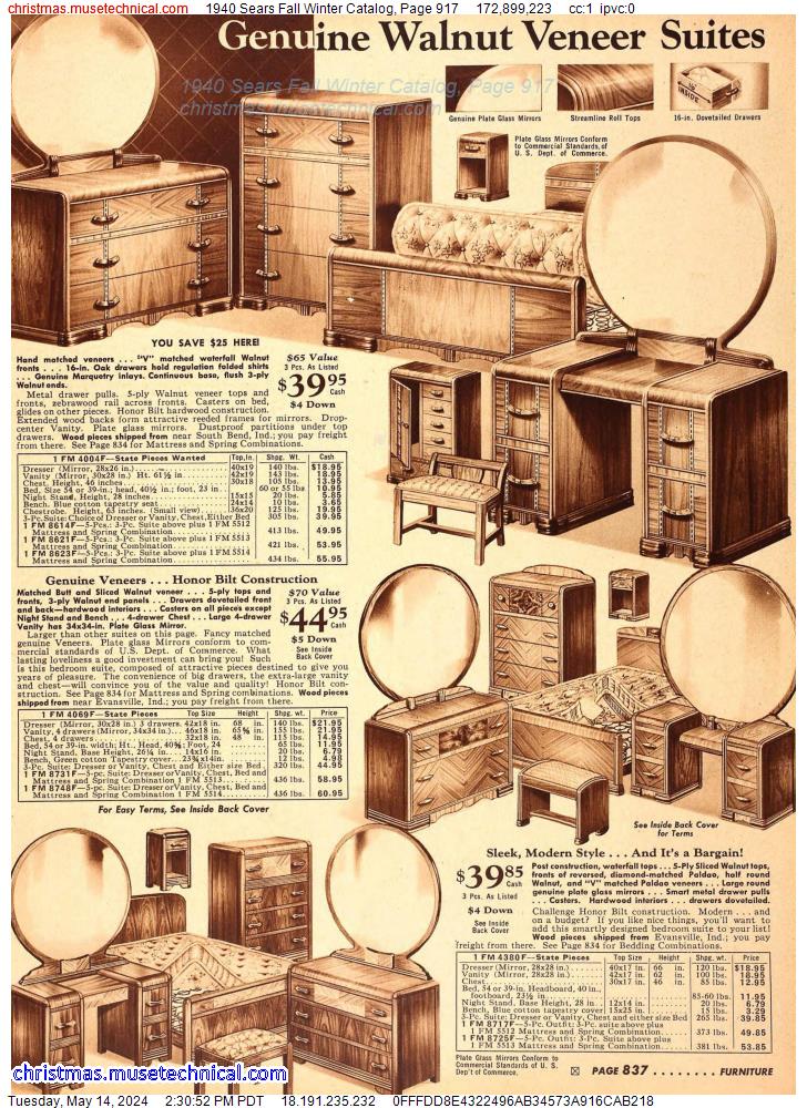 1940 Sears Fall Winter Catalog, Page 917