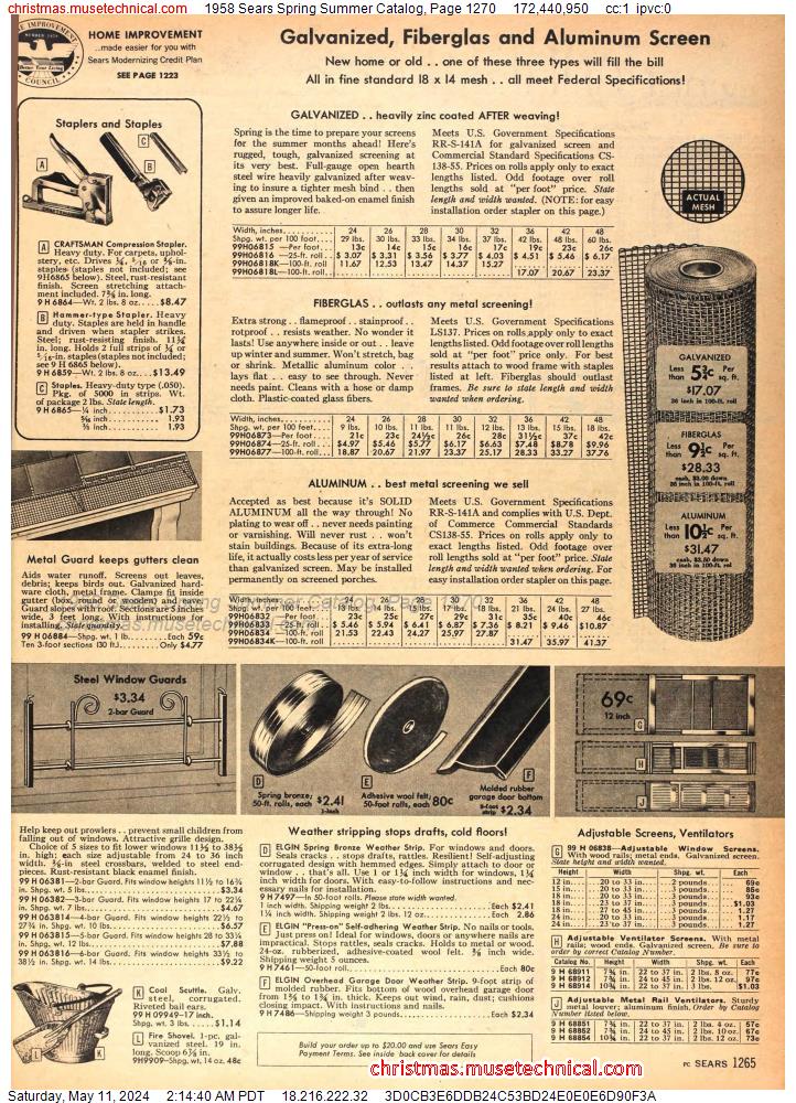 1958 Sears Spring Summer Catalog, Page 1270