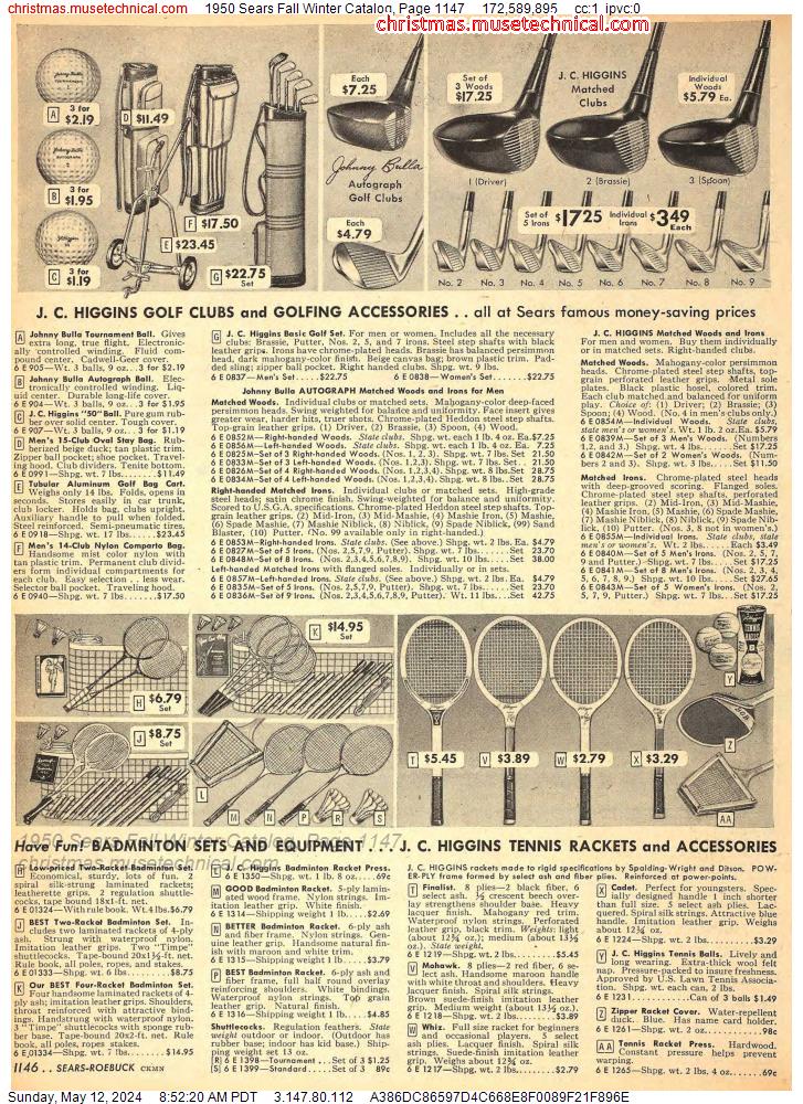 1950 Sears Fall Winter Catalog, Page 1147
