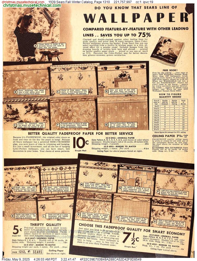 1939 Sears Fall Winter Catalog, Page 1310