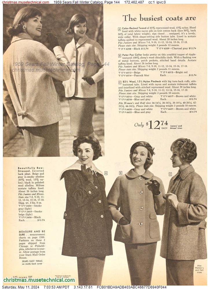 1959 Sears Fall Winter Catalog, Page 144