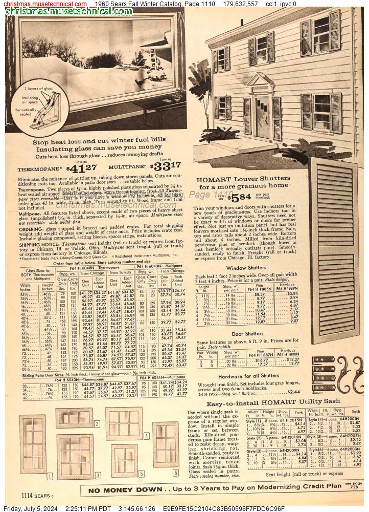 1960 Sears Fall Winter Catalog, Page 1110