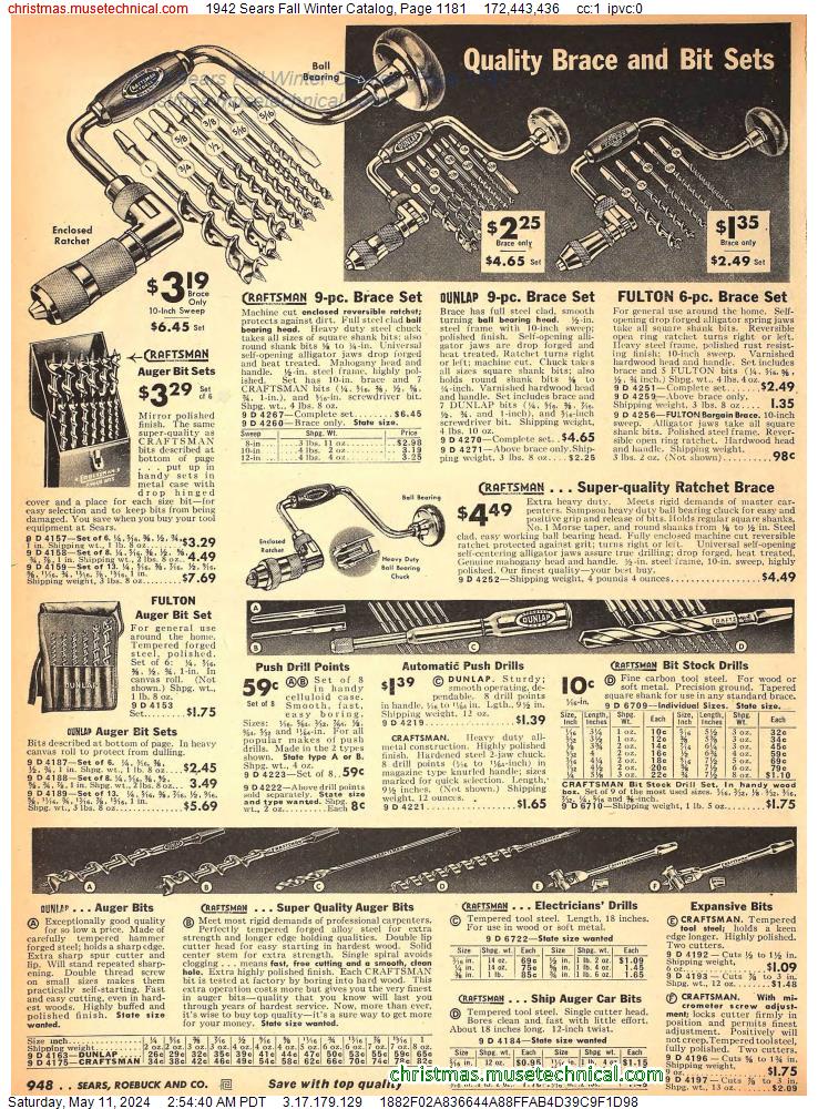1942 Sears Fall Winter Catalog, Page 1181