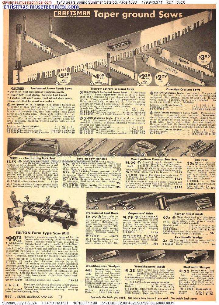 1943 Sears Spring Summer Catalog, Page 1083