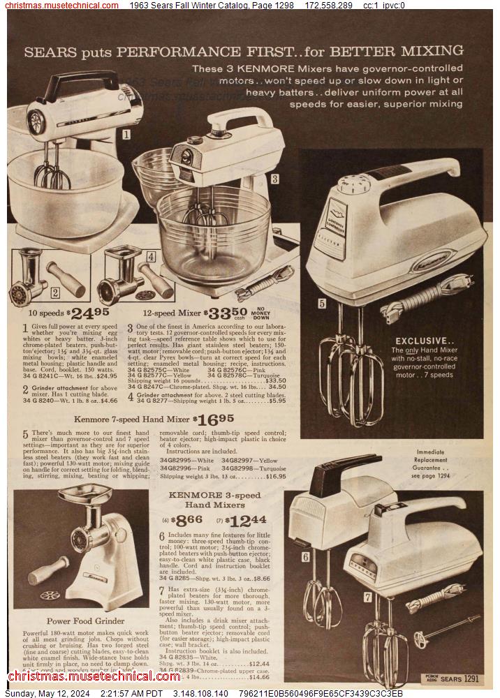 1963 Sears Fall Winter Catalog, Page 1298