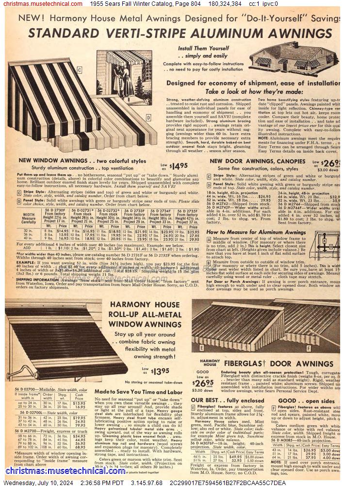 1955 Sears Fall Winter Catalog, Page 804