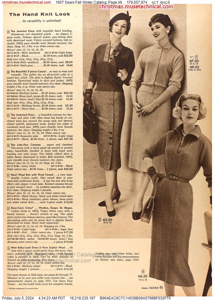1957 Sears Fall Winter Catalog, Page 49