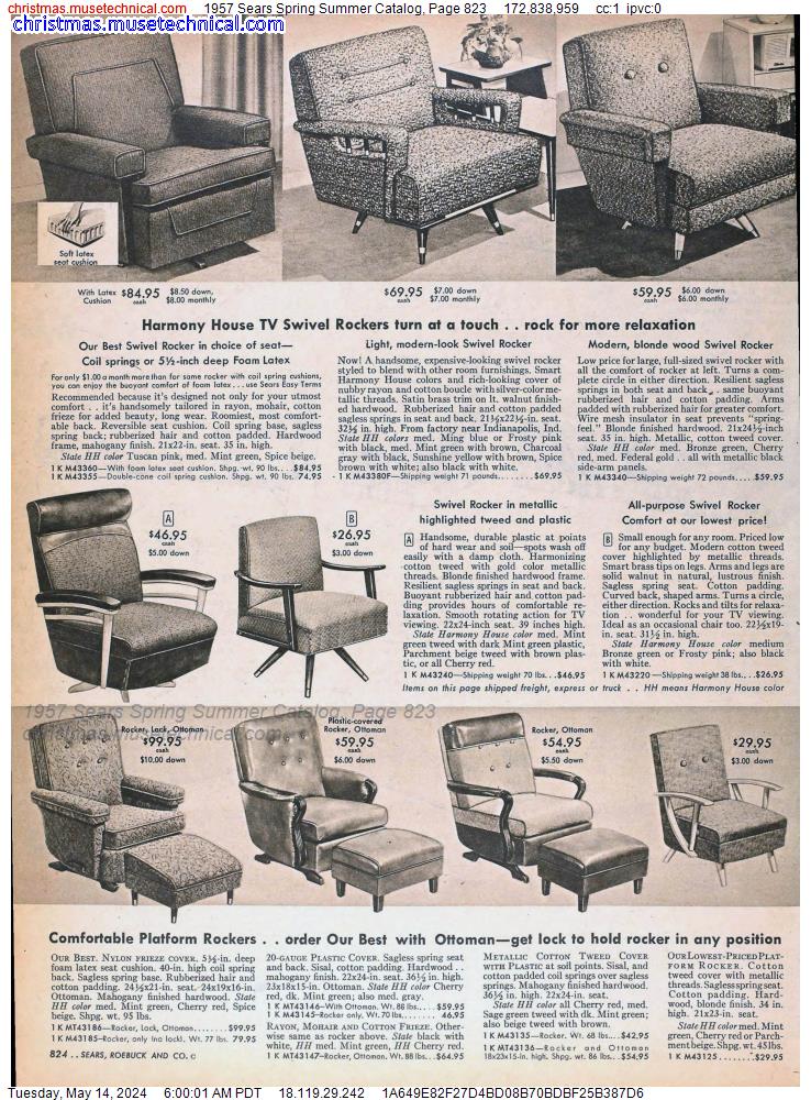 1957 Sears Spring Summer Catalog, Page 823