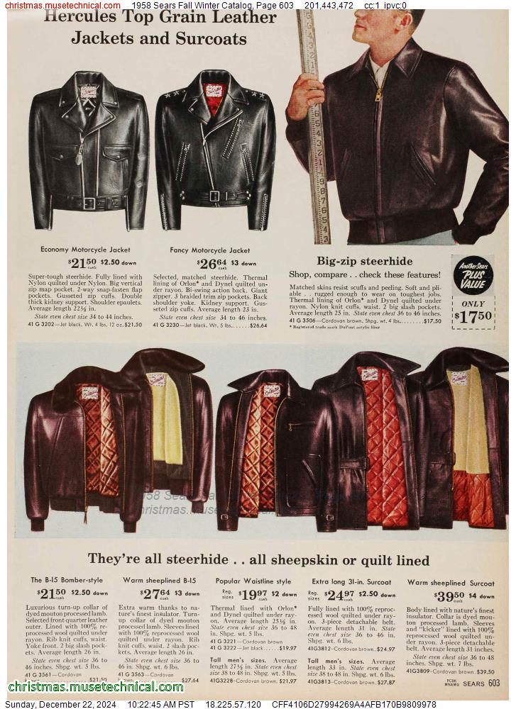 1958 Sears Fall Winter Catalog, Page 603