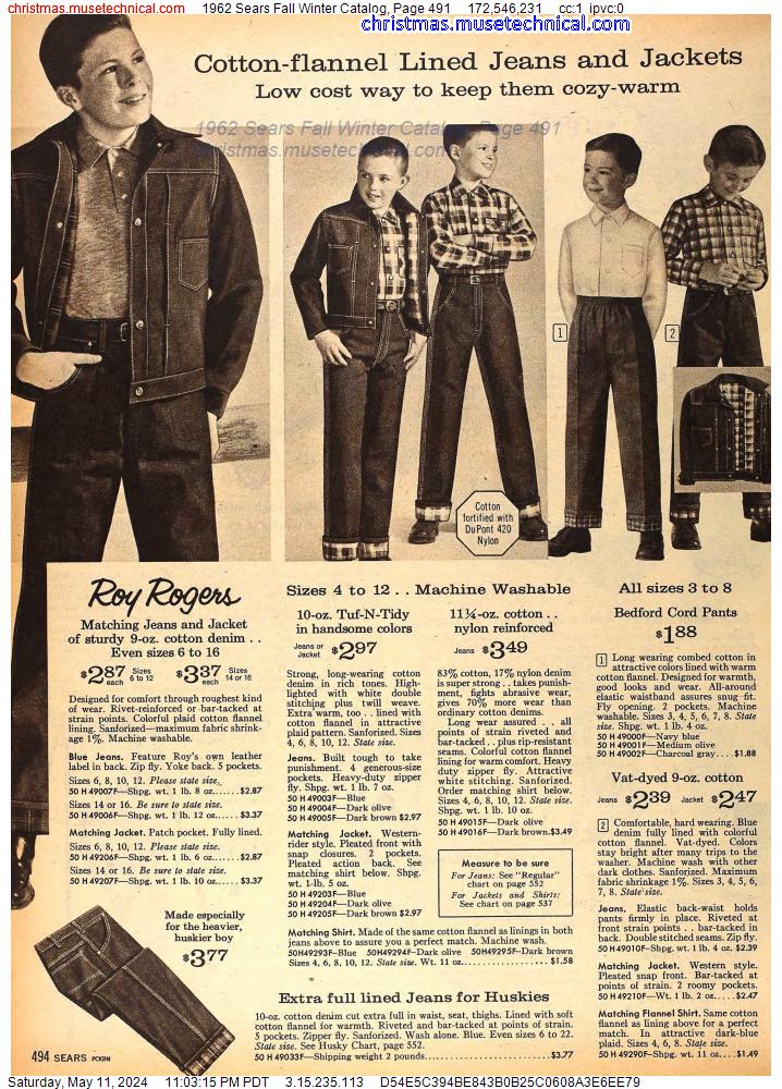 1962 Sears Fall Winter Catalog, Page 491