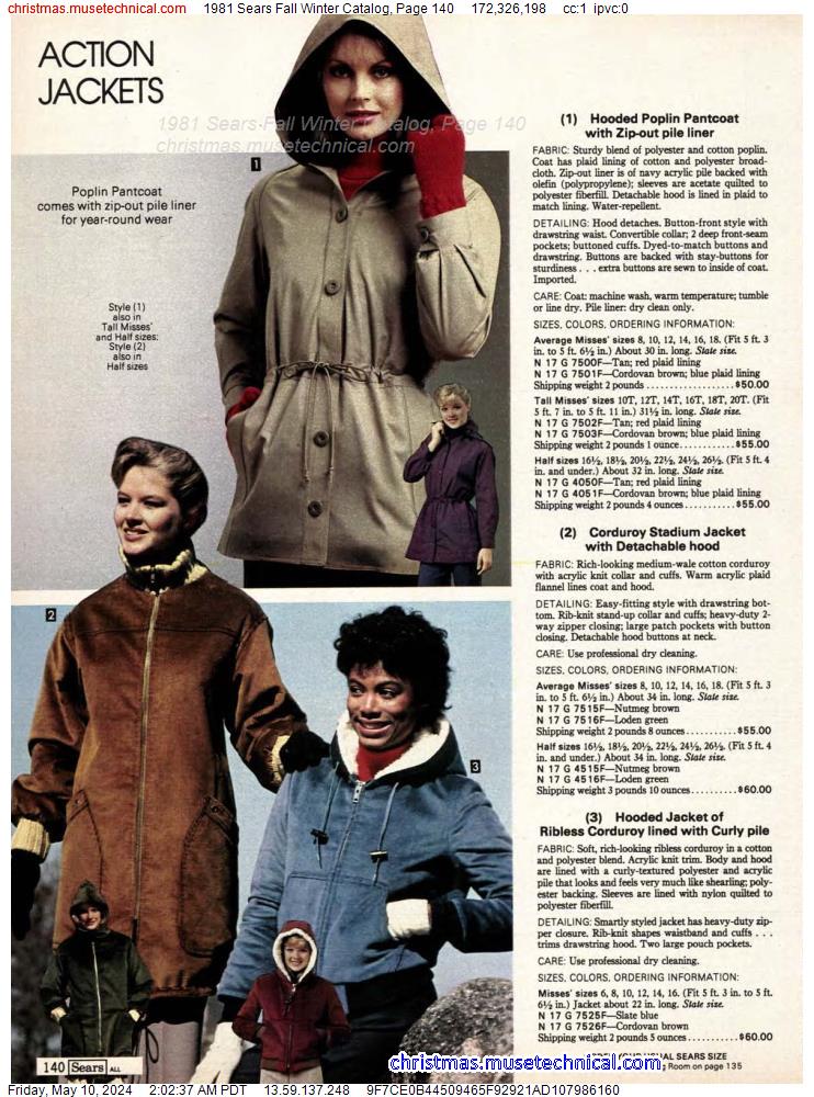1981 Sears Fall Winter Catalog, Page 140