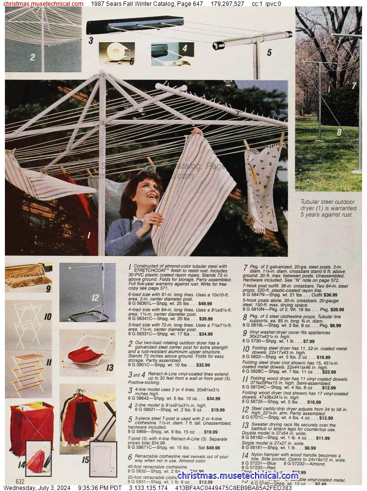 1987 Sears Fall Winter Catalog, Page 647