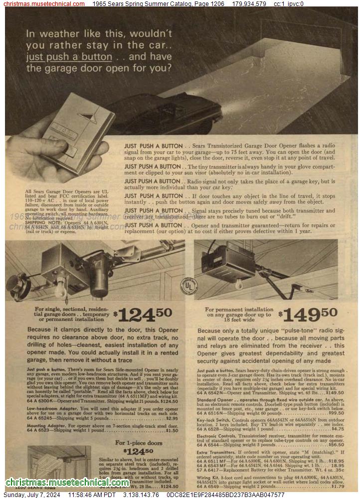1965 Sears Spring Summer Catalog, Page 1206