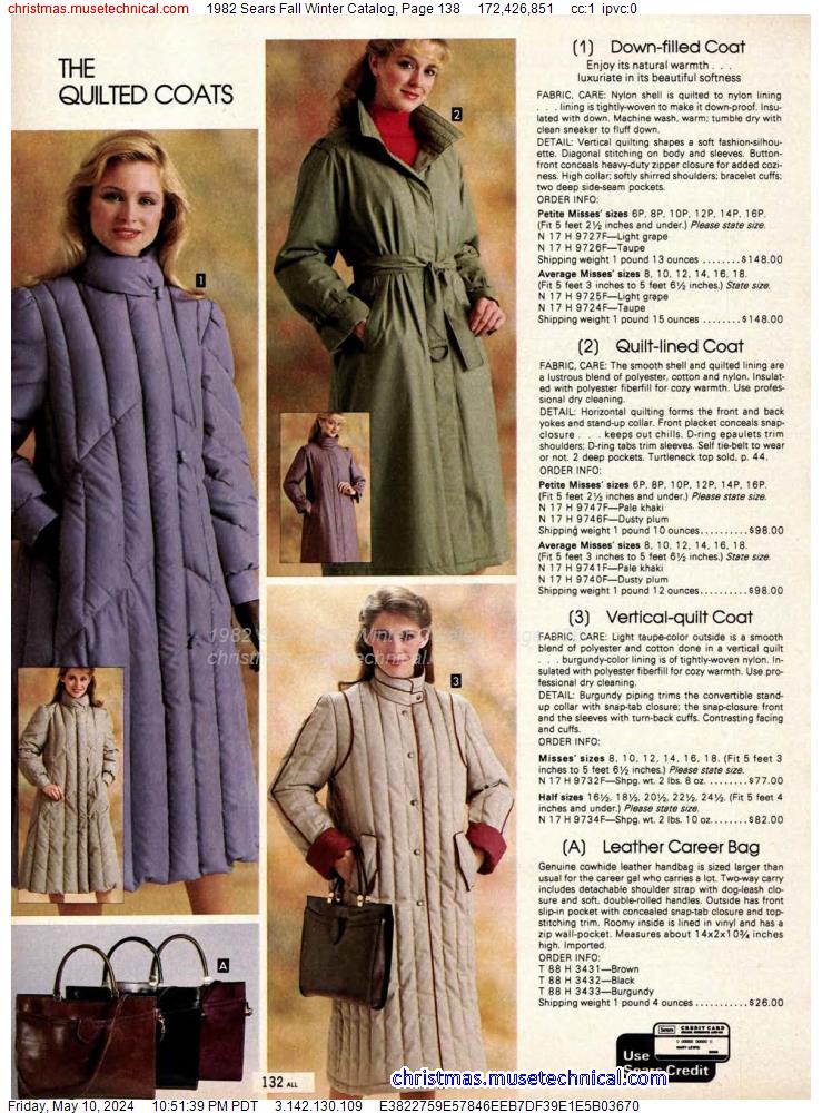 1982 Sears Fall Winter Catalog, Page 138