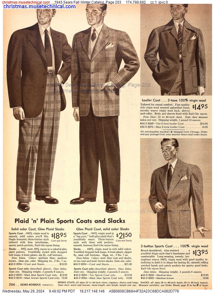 1945 Sears Fall Winter Catalog, Page 203