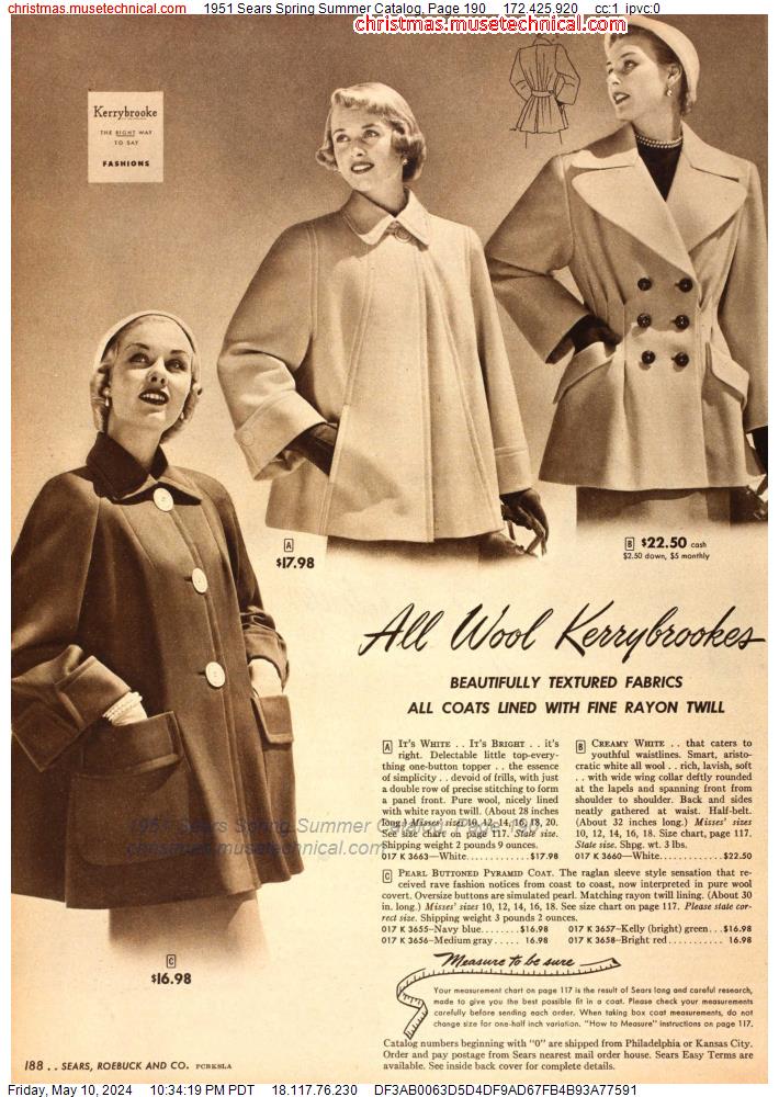 1951 Sears Spring Summer Catalog, Page 190