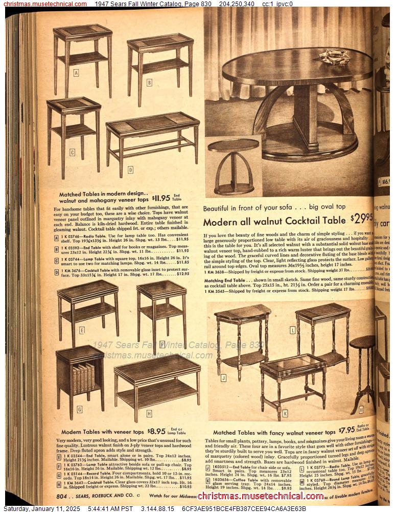 1947 Sears Fall Winter Catalog, Page 830