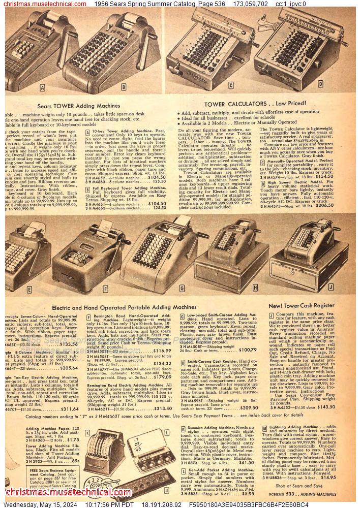 1956 Sears Spring Summer Catalog, Page 536