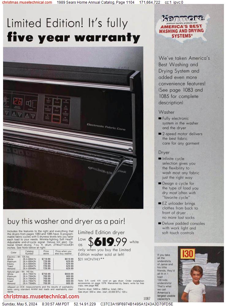 1989 Sears Home Annual Catalog, Page 1104