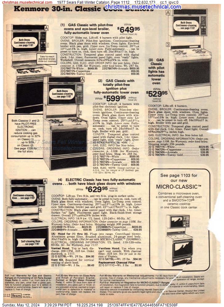 1977 Sears Fall Winter Catalog, Page 1112