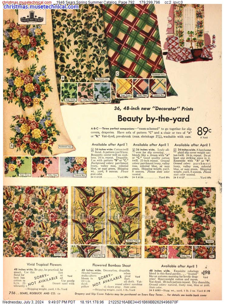 1946 Sears Spring Summer Catalog, Page 792