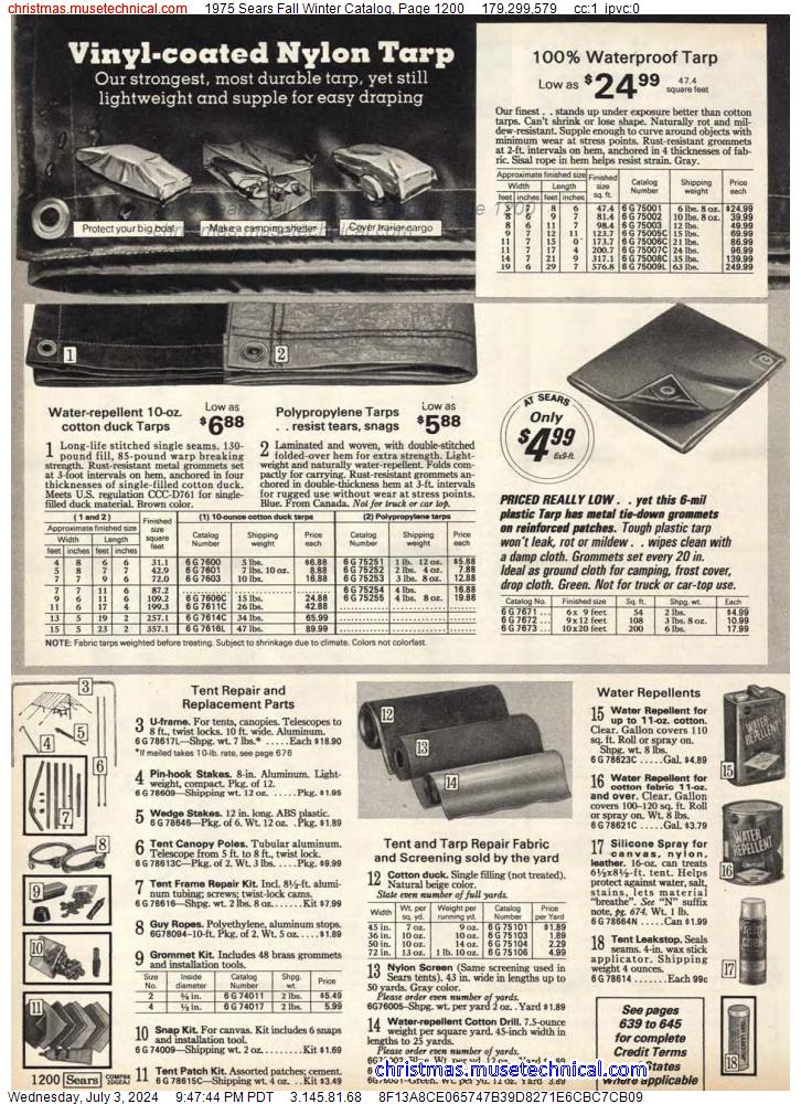 1975 Sears Fall Winter Catalog, Page 1200