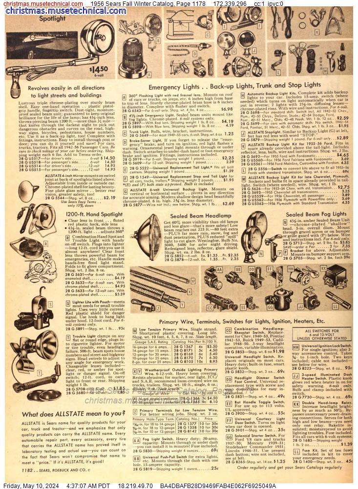 1956 Sears Fall Winter Catalog, Page 1178