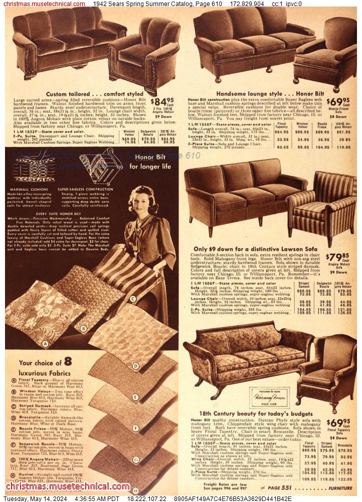1942 Sears Spring Summer Catalog, Page 610