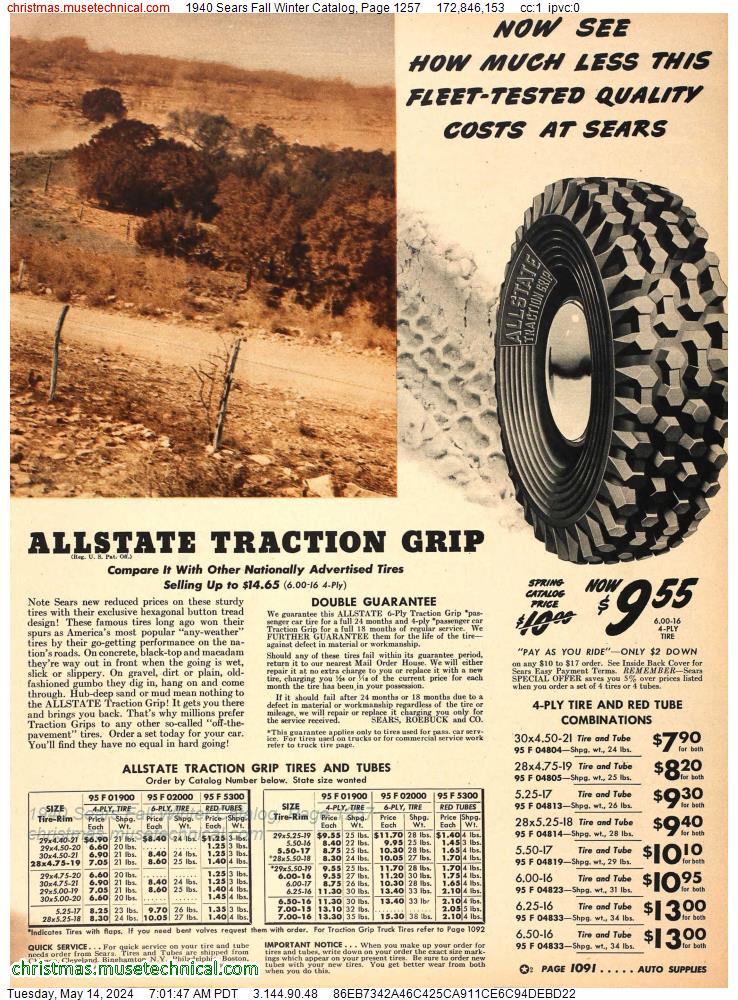 1940 Sears Fall Winter Catalog, Page 1257