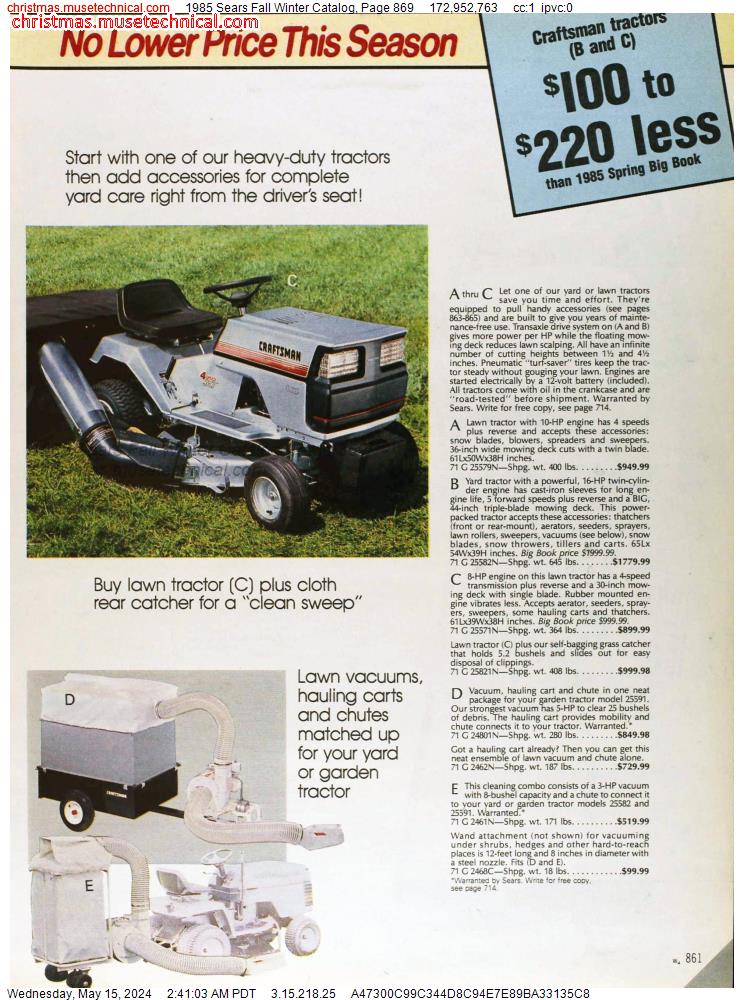 1985 Sears Fall Winter Catalog, Page 869