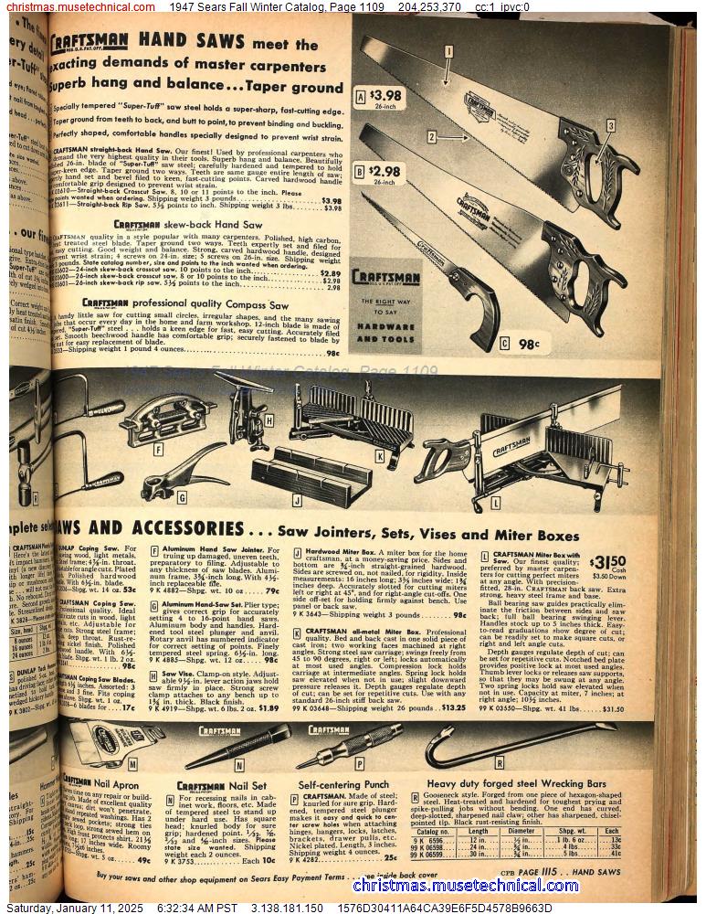 1947 Sears Fall Winter Catalog, Page 1109