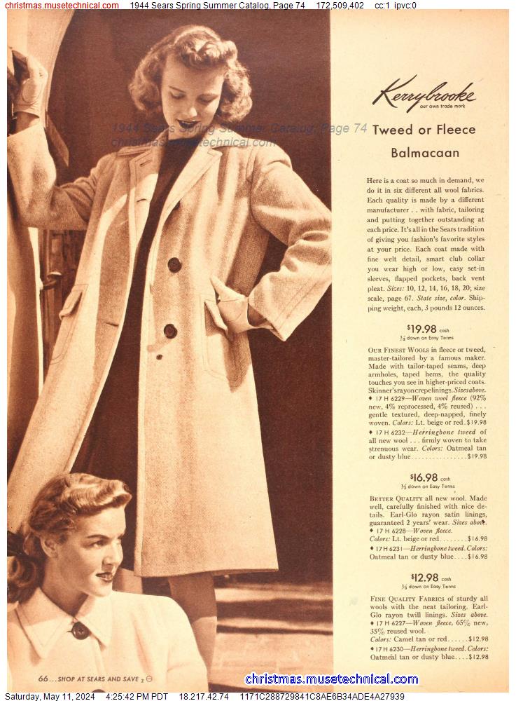 1944 Sears Spring Summer Catalog, Page 74