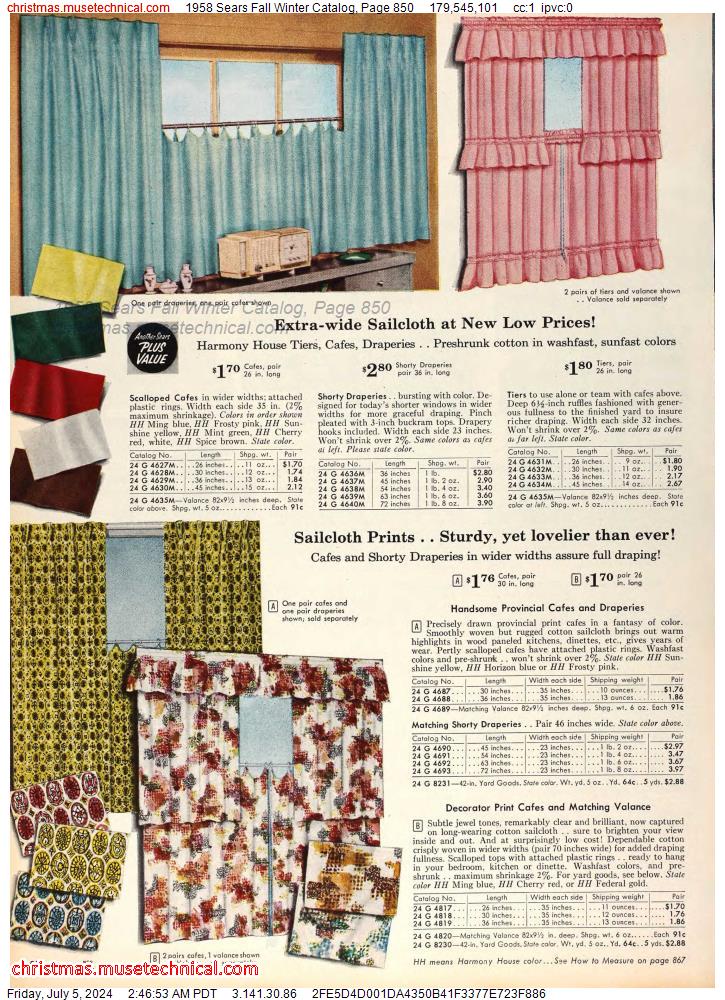 1958 Sears Fall Winter Catalog, Page 850