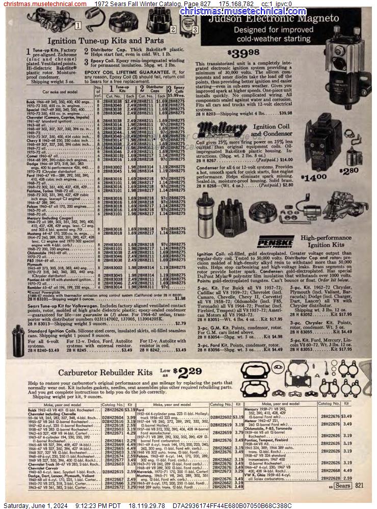 1972 Sears Fall Winter Catalog, Page 827