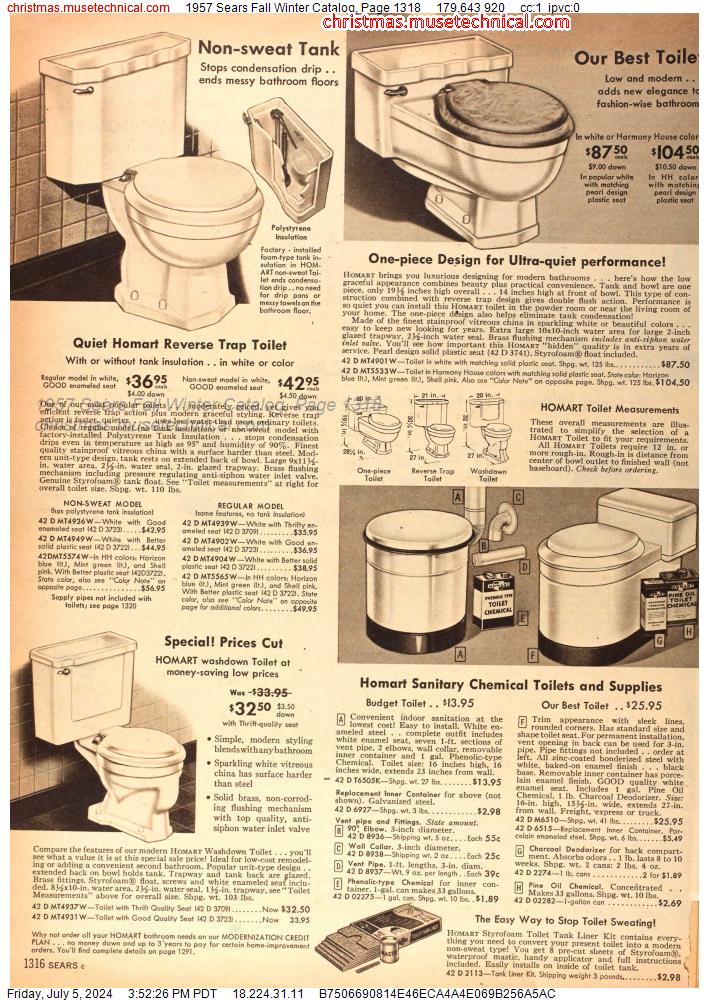 1957 Sears Fall Winter Catalog, Page 1318