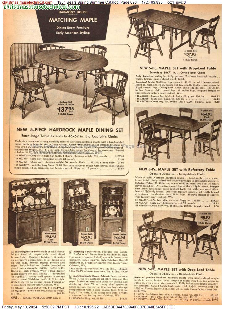 1954 Sears Spring Summer Catalog, Page 696