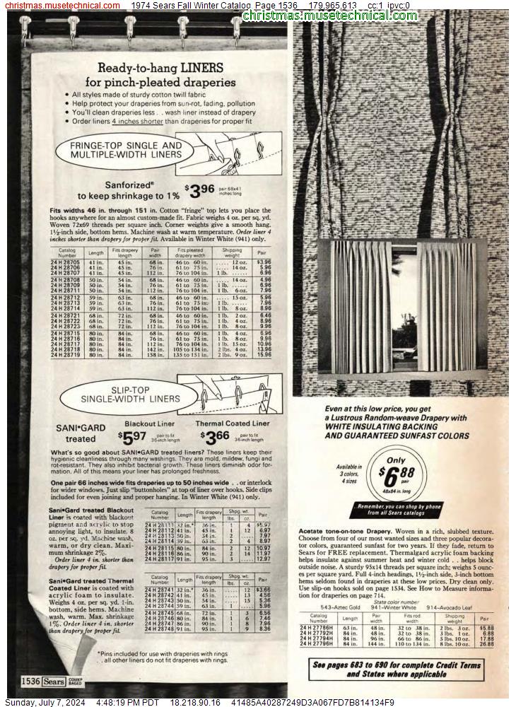 1974 Sears Fall Winter Catalog, Page 1536