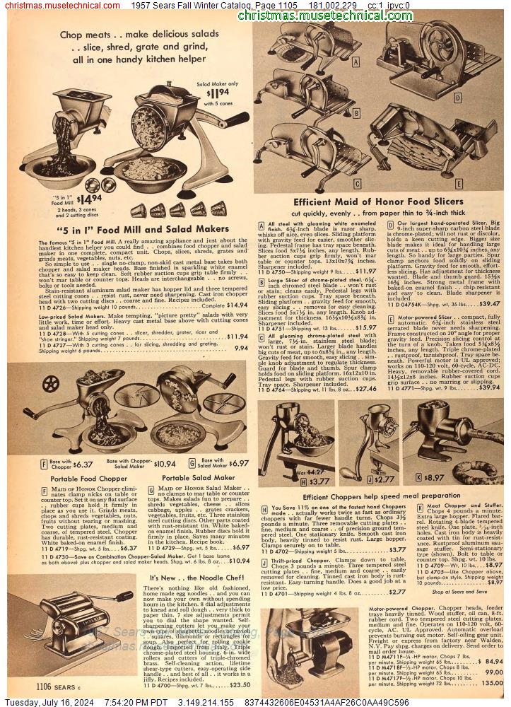 1957 Sears Fall Winter Catalog, Page 1105
