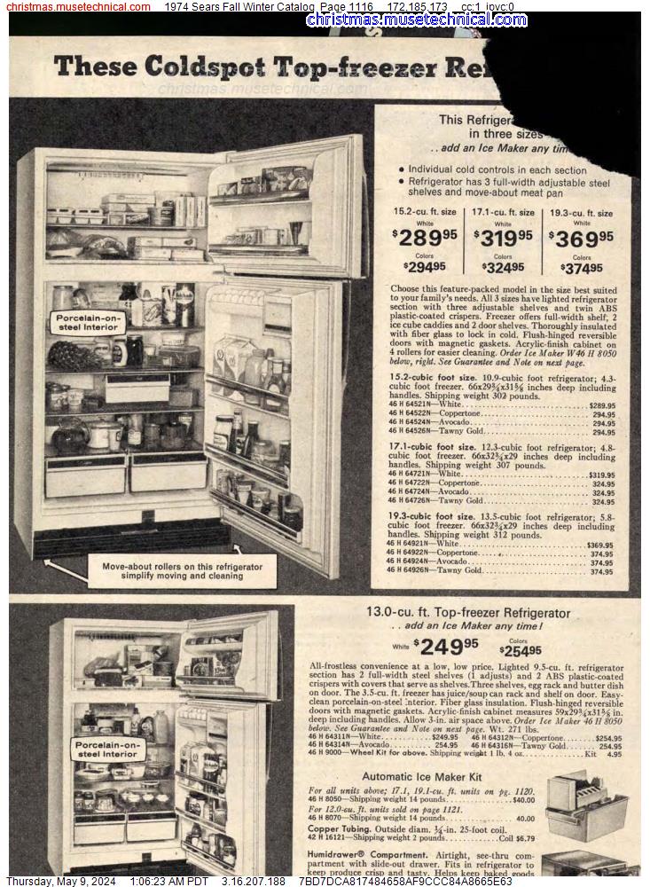 1974 Sears Fall Winter Catalog, Page 1116