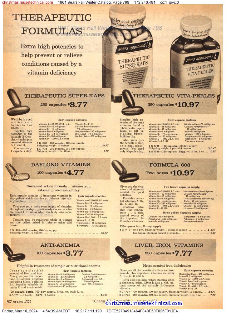 1961 Sears Fall Winter Catalog, Page 798