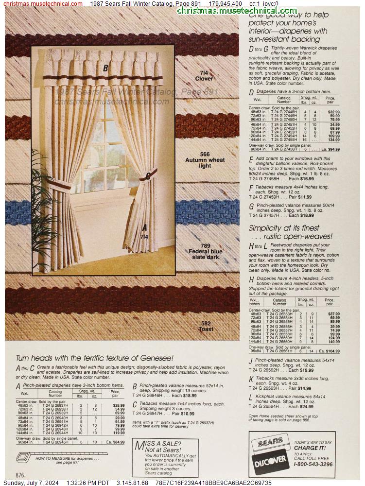 1987 Sears Fall Winter Catalog, Page 891