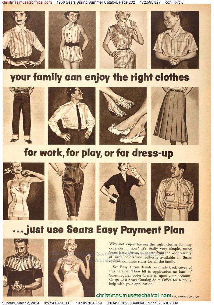 1956 Sears Spring Summer Catalog, Page 232