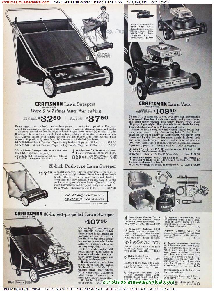 1967 Sears Fall Winter Catalog, Page 1092